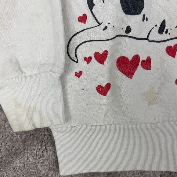 White Dalmatian & Heart Crewneck Sweatshirt Size 10-12 Fruit of the Loom - Picture 5 of 7